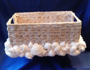 Natural Wicker Basket with White Shells