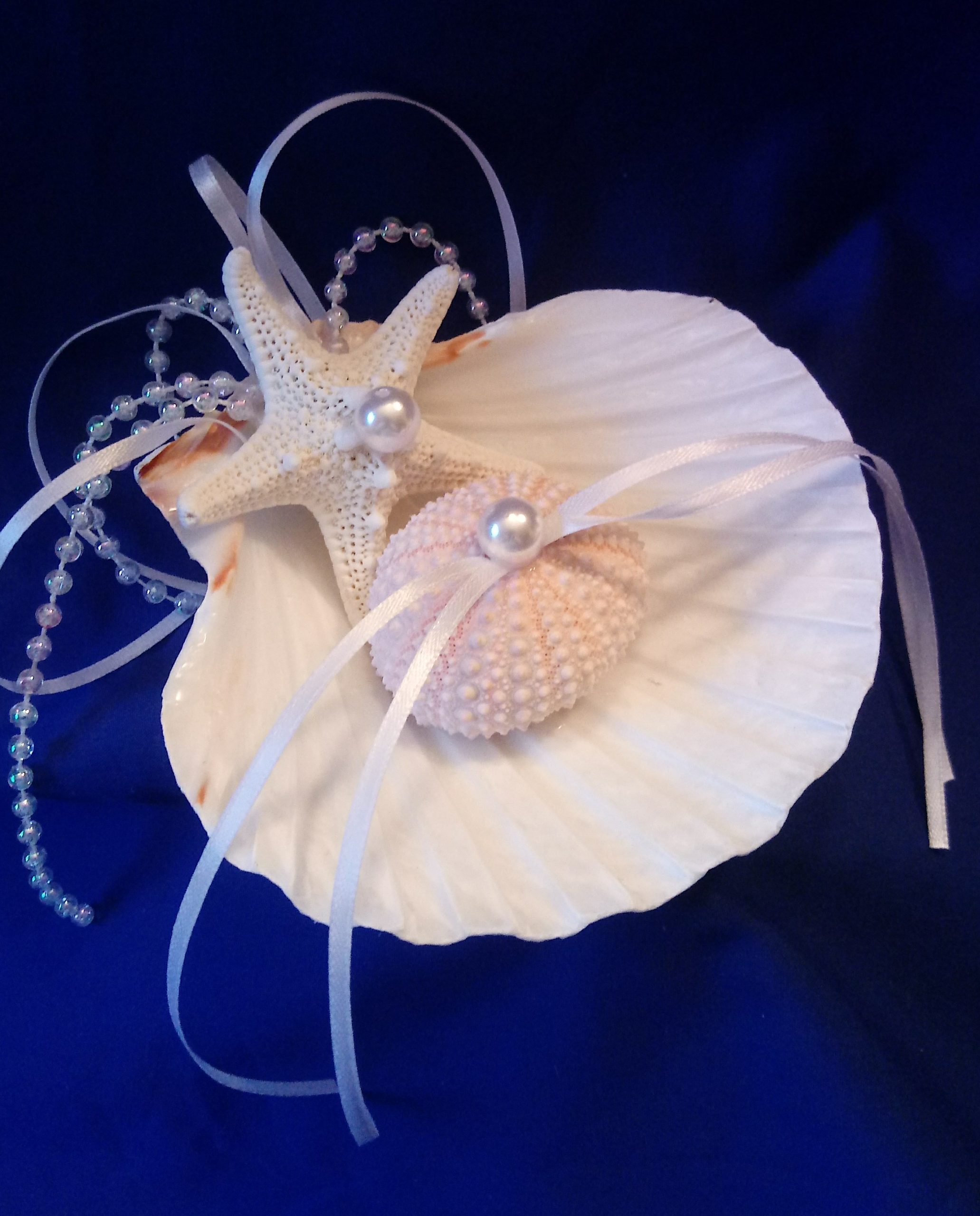 Scallop Shell Ring Bearer with Ribbons
