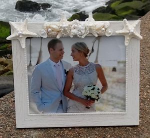 White Wooden Frame with Shells