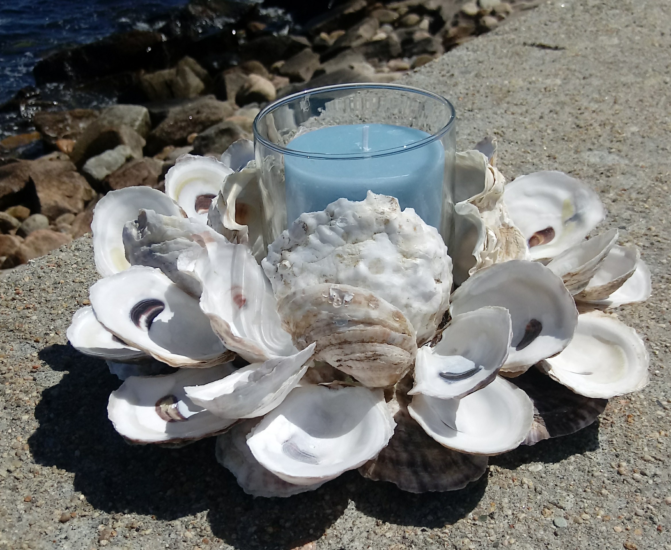 Oyster Shell Wreath with Candle