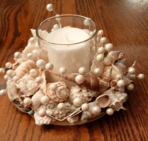 Assorted Shell Wreath with Beads and Candle