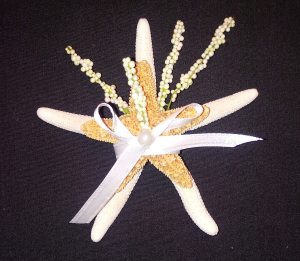 Star Fish Boutonniere with Ribbons and Greens