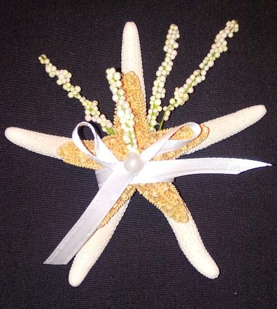 Star Fish Boutonniere with Ribbons and Greens