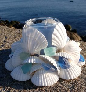 Sea Glass And Shell Centerpiece
