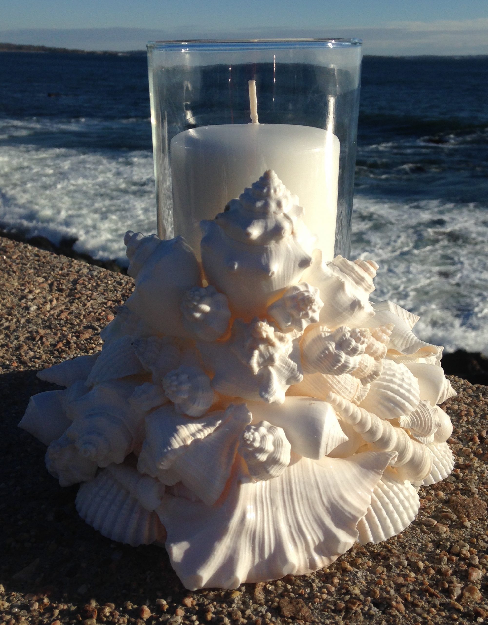 White Shell Wreath and Candle