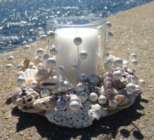 Assorted Shell Wreath with Beads and Candle