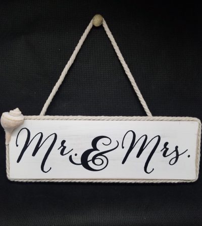 Bride and Groom Sign with Conch Shell