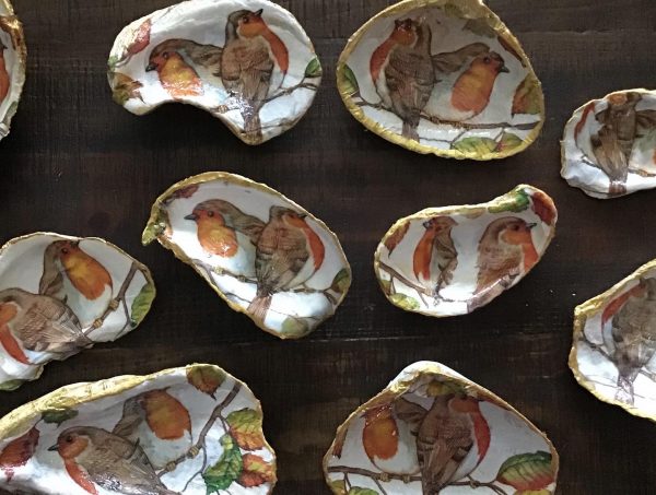Decoupaged Oyster and Clam Soap / Trinket dish