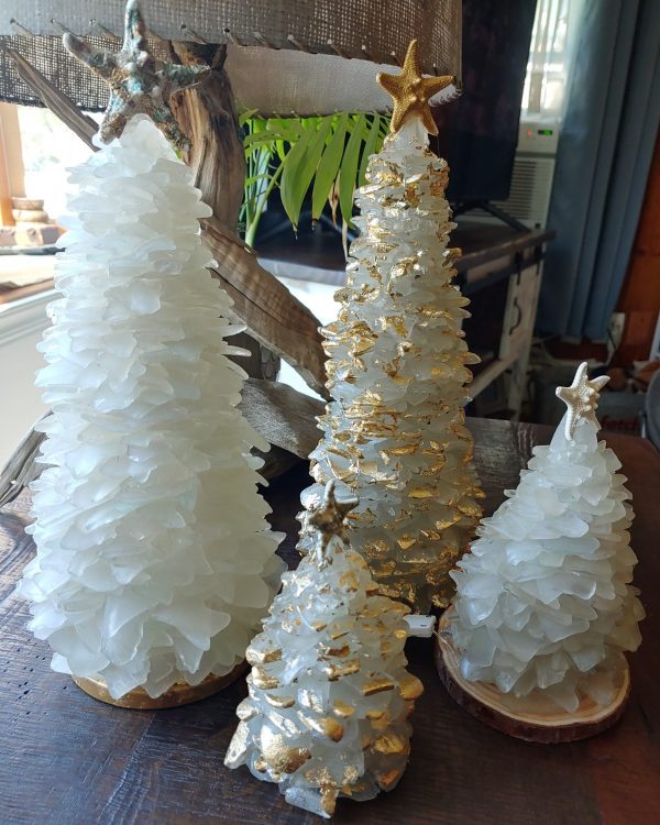 Christmas Tree made of Seaglass with Internal USB Powered Light