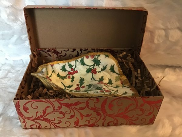 Decoupaged Nautical Christmas Dish in Gold or Silver
