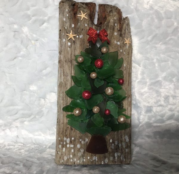 Seaglass Christmas Tree on Driftwood