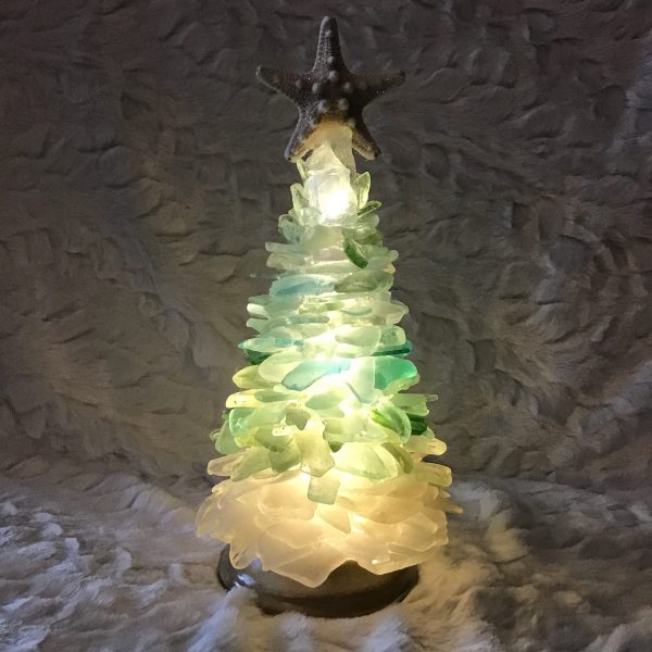 Christmas Tree made of Seaglass with Internal USB Powered Light