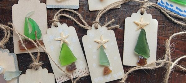 Wooden Gift Tags with Seaglass