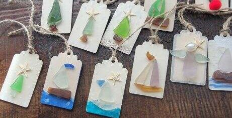 Wooden Gift Tags with Seaglass